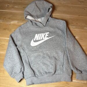 Nike Sportswear Club Fleece Pullover Hoodie Youth S Heather Gray Sweatshirt